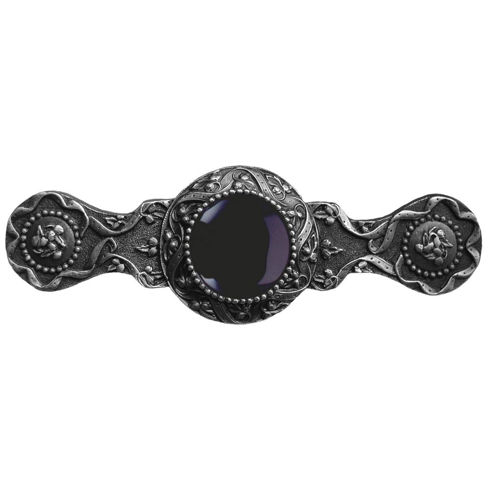 Notting Hill NHP-624-AP-O Victorian Jewel Pull Antique Pewter/Onyx